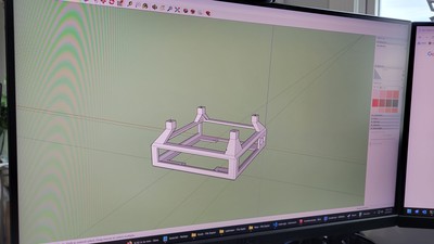In Sketchup, designing the holster with screen.