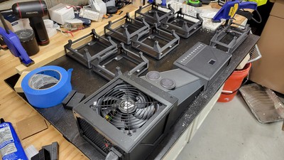 More test fitting and drilling out of the way. Notice in this picture and the previous picture the spacer blocks I printed up to keep the holsters a consistent distence apart.