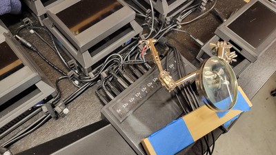 Final assembly? Maybe not. Power on tests showed several devices were getting intermittent power. This meant it was time to break out the soldering iron and multimeter to figure out what was busted. Spoiler alert... it was the cheapo barrel connectors.