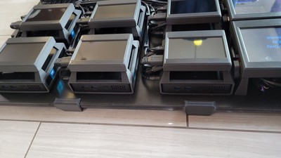 More top-side shots of the nodes and cable management needed to go to each. Each node has three wires coming to it: network, power for the node, power for the monitor, and a relay-activated switch to turn the node on or off.