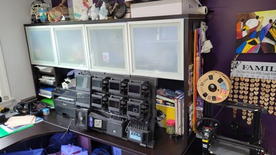 Labinator has finally graduated from the workshop bench to my proper desktop. It was a long, frustrating, but educational journey to get here! Now to take the show on the road!